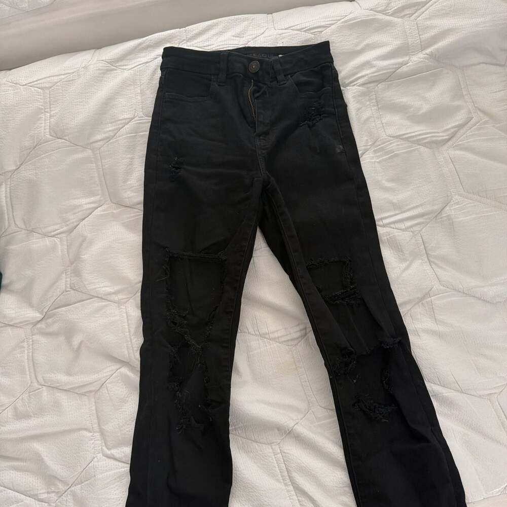 American Eagle Black Ripped Skinny Jeans